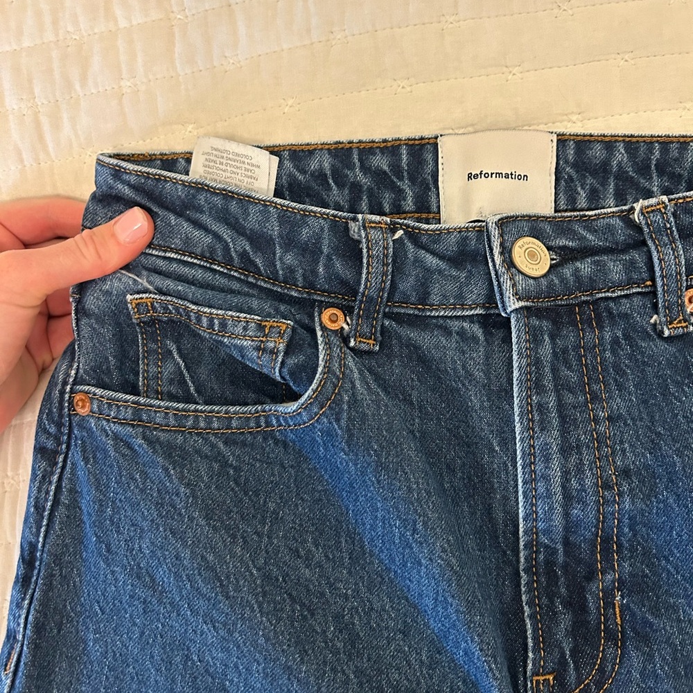 Reformation Jax Stretch High Rise Blue Denim Jeans- 27